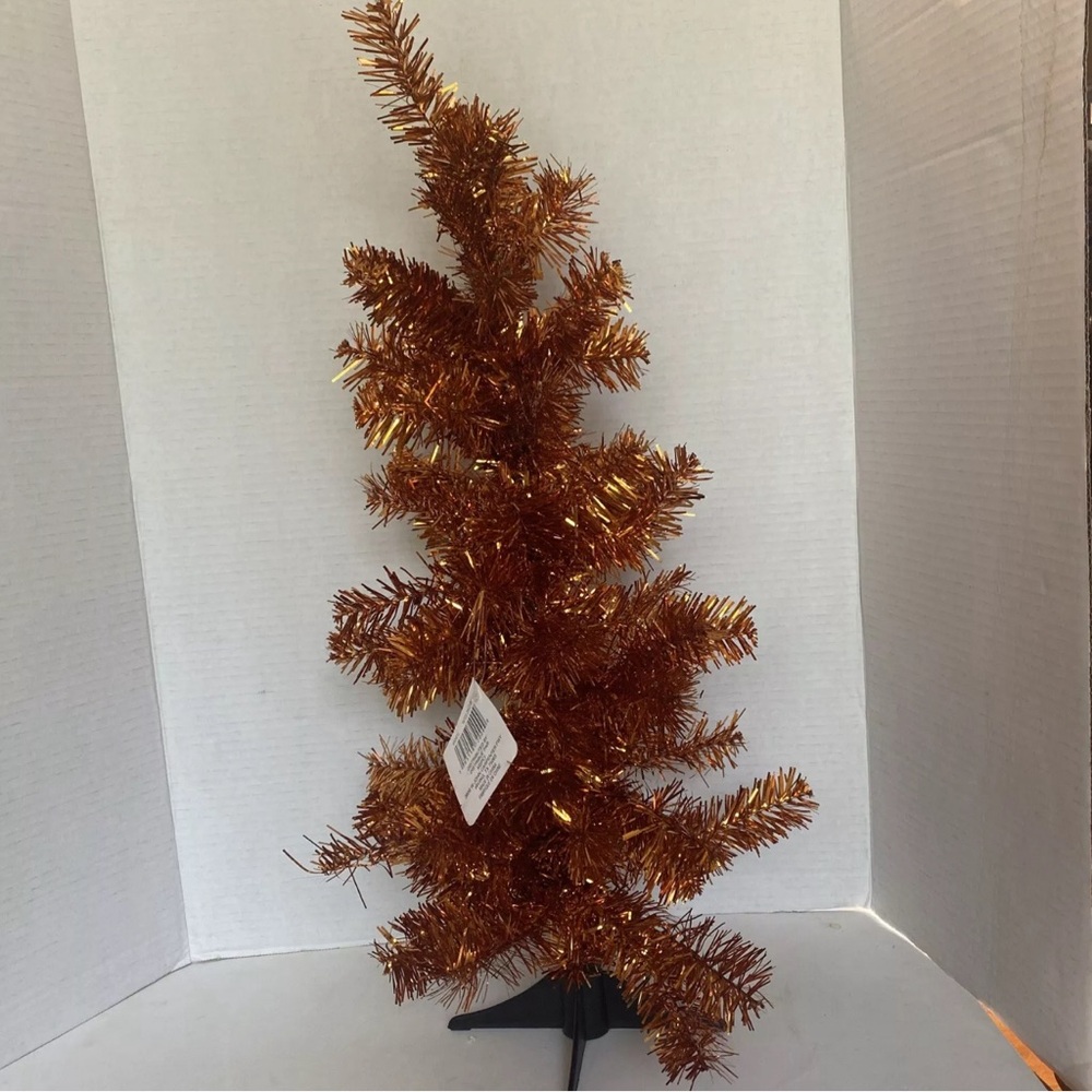NEW 3 Ashland  Halloween Tinsel Tree orange 24"  with black stand